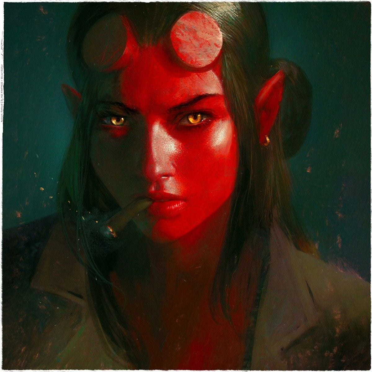 Canvas: Hellgirl - 50 x 50 cm