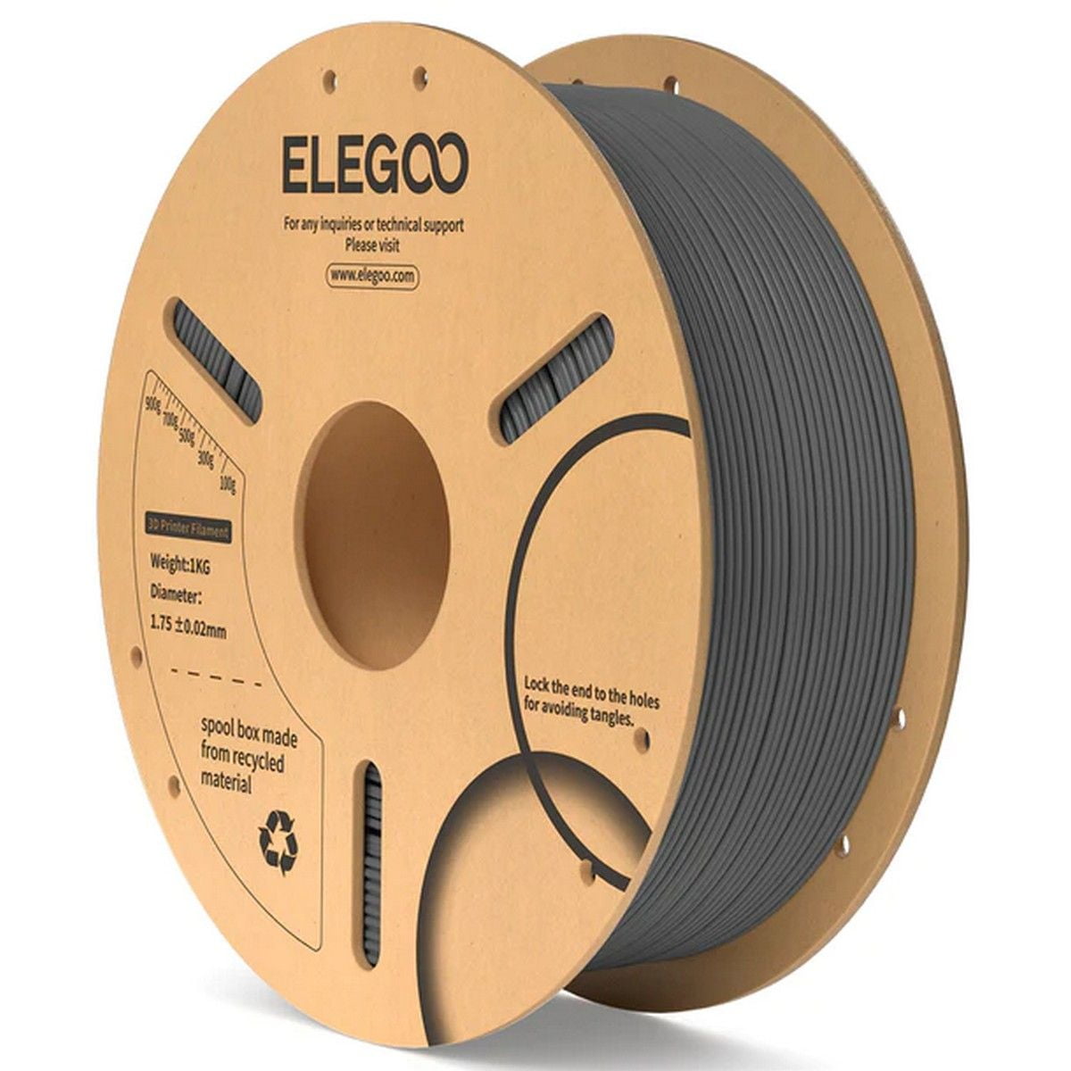 ELEGOO PLA+ Filament 1.75mm 1kg Spool - Space Gray